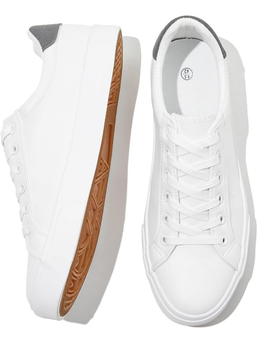 Men's White Faux Leather Tennis Shoes Low Top Fashion Casual Sneakers